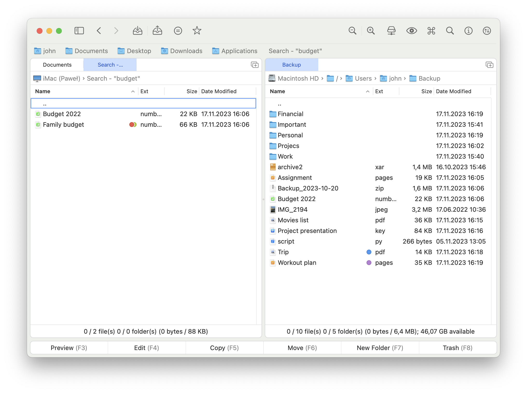 Screenshot of virtual folder that contain files matching specific rules and search criteria